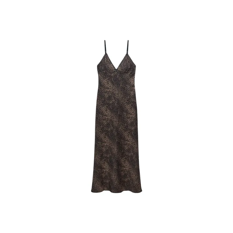 ZARA Slip Dresses Women's Leopard Print-0