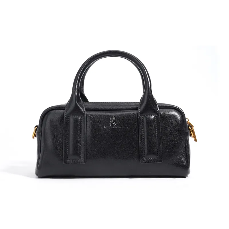 ROBERTA DI CAMERINO Cow Leather Shoulder Bag, Crossbody Bag, Handbag Women's Black/Milkshake White-1