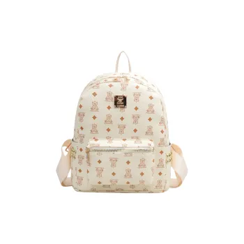 AIBAG PU Backpack Women's White/Black/Brown