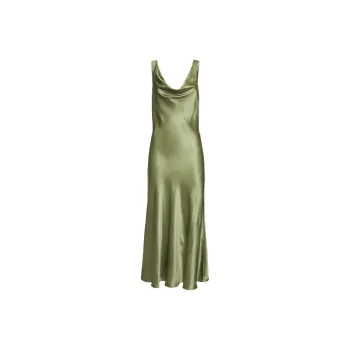 REFORMATION Bryn Silk Dress Sleeveless Dress Women's Green