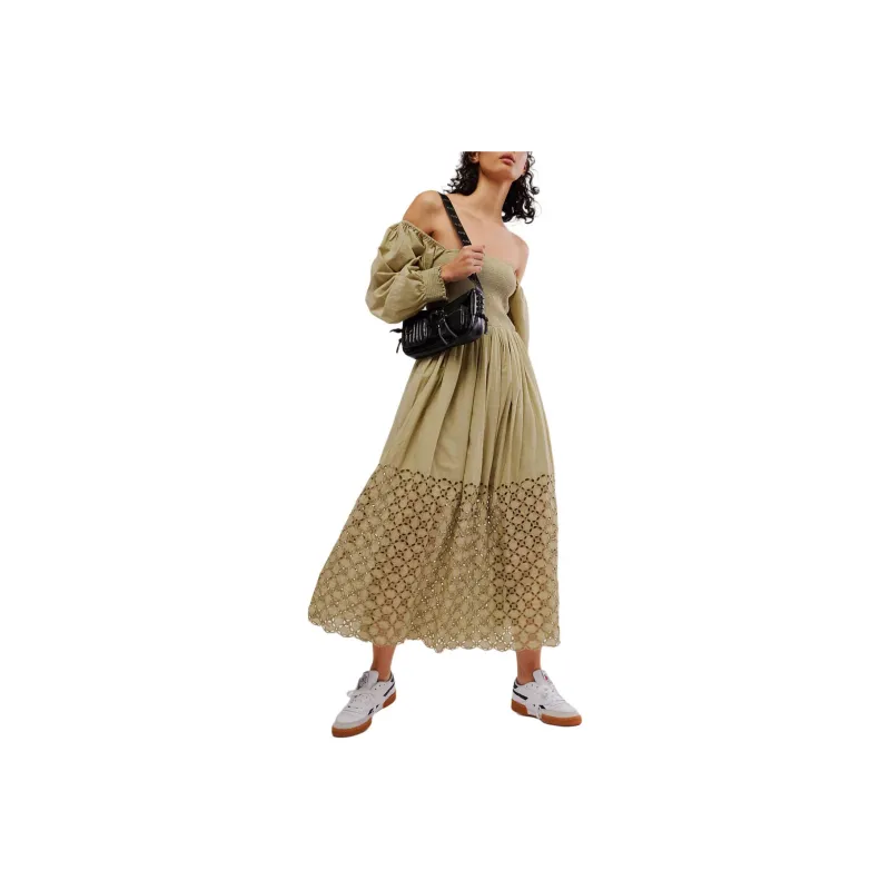 FREE PEOPLE Perfect Storm Mid Long-Sleeved Dresses Women's Sage Green/Mouse Tail Grass Green-0