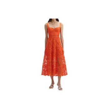 Self portrait Sleeveless Dress Women's Bright Orange
