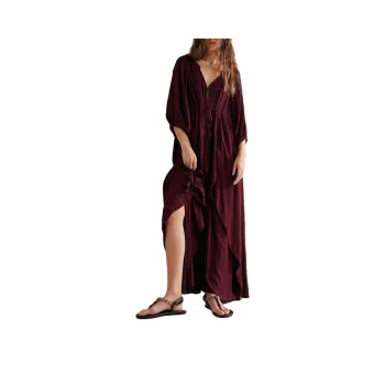 FREE PEOPLE Plenty Of Love Maxi Long-Sleeved Dresses Women's Port Royale/Royal Harbor