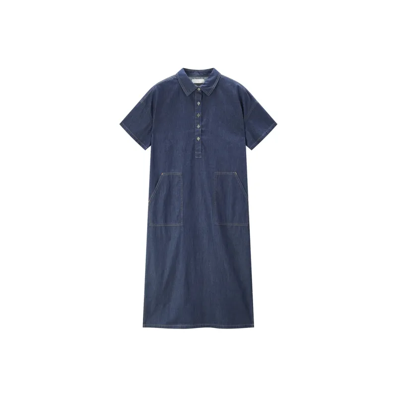 UNIQLO Short Sleeved Dresses Women's Dark Blue-0