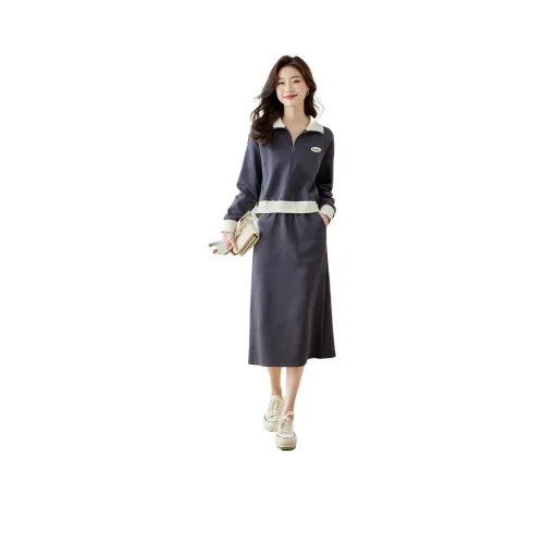 VIMLY Sweatshirt Set Women's Dark Gray