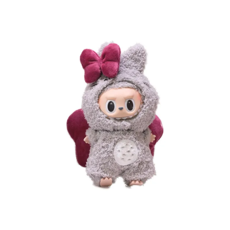 [Modified Doll] POP MART Labubu THE MONSTERS Heartbeat Macaron Collection, Chinchillas Bowknot, Cute Hang Tag Box 15cm-13