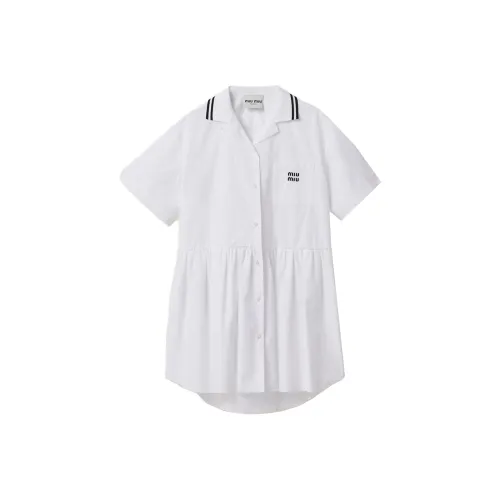 MIU MIU Logo print Poplin Minidress
