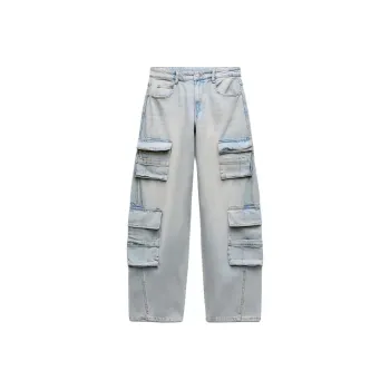 ZARA Cargo Pants Women's Light Blue