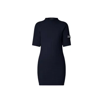 LOUIS VUITTON Short Sleeved Dress Women's Marine Blue