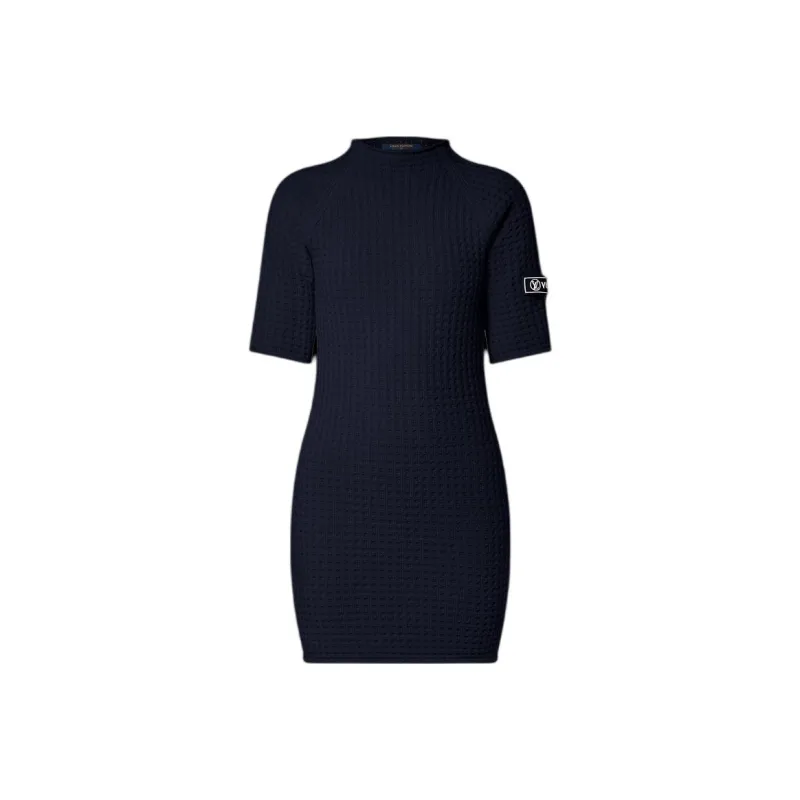 LOUIS VUITTON Short Sleeved Dress Women's Marine Blue-0