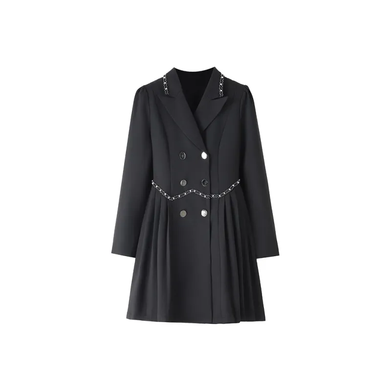 Udon House Long Sleeved Dress Women's Black-0