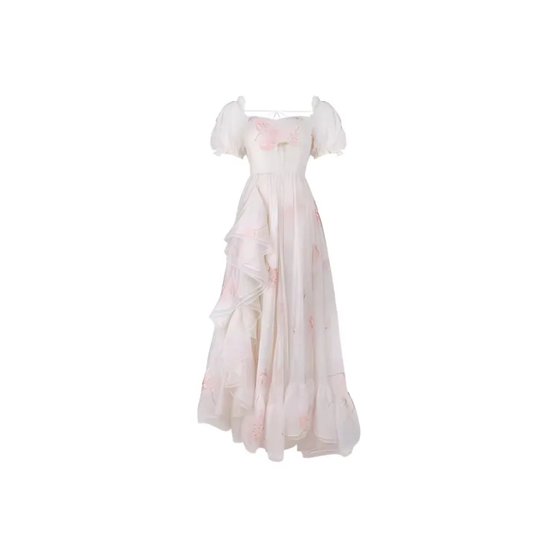 COVT Short Sleeved Dress Women's Apricot Mini Skirt-0