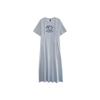 MUGUOGUOMU Spring Summer Short Sleeved Dresses Cinched Waist Women's