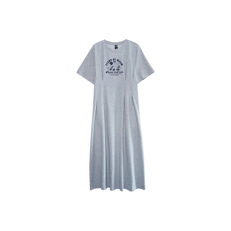 MUGUOGUOMU Spring Summer Short Sleeved Dresses Cinched Waist Women's-0