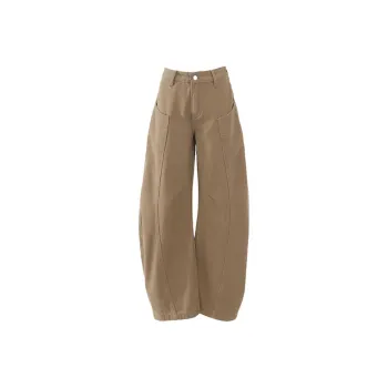 ZNZX Universal For All Seasons Casual Pants Loose Fit Women's Brown