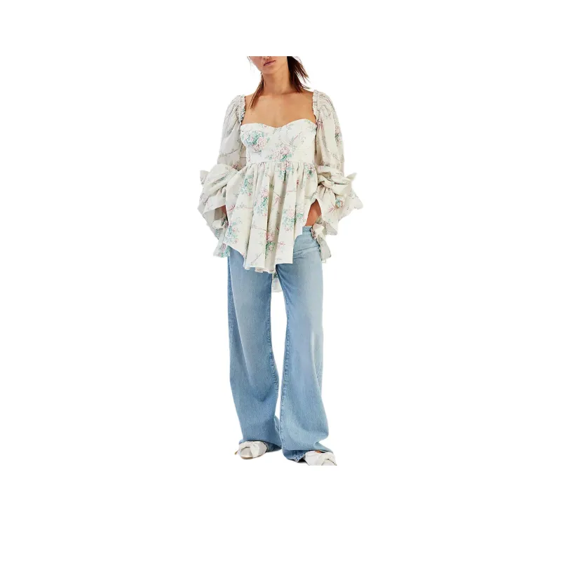FREE PEOPLE Selkie Lovestruck Dress Long-Sleeved Dresses Women's Debutante/Tulip-0