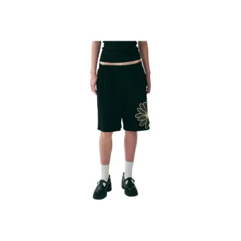 MARDI MERCREDI SS25 OVERSIZED SWEAT BERMUDA FLOWER_BLACK CREAM Casual Shorts Korean Style Women's Black Cream