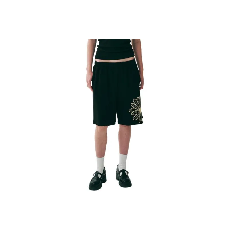 MARDI MERCREDI SS25 OVERSIZED SWEAT BERMUDA FLOWER_BLACK CREAM Casual Shorts Korean Style Women's Black Cream-0