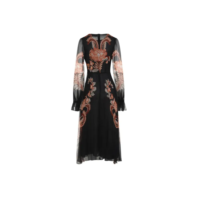 ETRO Floral Printed Chiffon Crepe Midi Dress-0