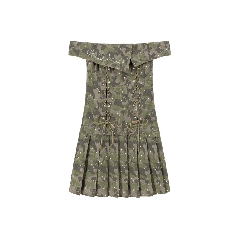 CHUU Slip Dresses Women's Green Camouflage-0