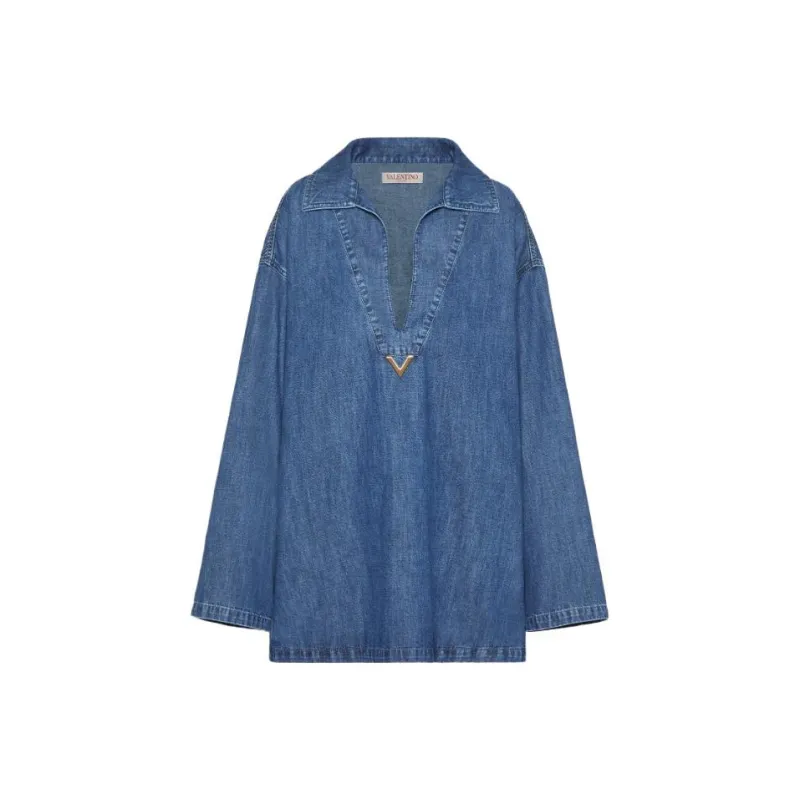 Valentino Long-Sleeved Dresses Women's Blue-0