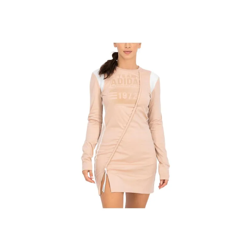 Adidas Long Sleeved Dresses Women's Gray Peach-0