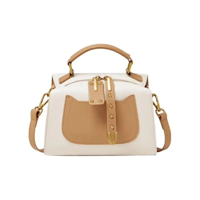 15 MINS Synthetic Leather Shoulder Bag, Crossbody Bag, Handbag Women's Ecru & Apricot-0