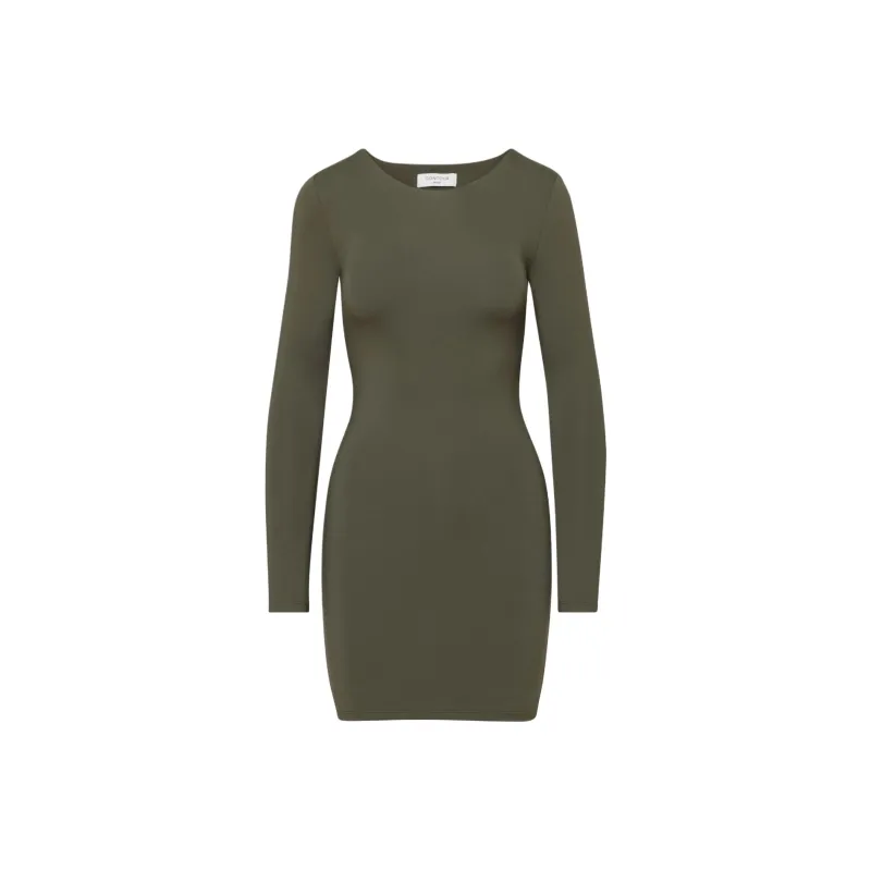 ARITZIA Contour Contour Crew Longsleeve Mini Dress Long-Sleeved Dresses Women's Dark Olive-0