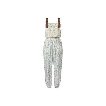 LOUIS VUITTON Floral Print Leather Strap Jumpsuit