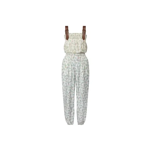 LOUIS VUITTON Floral Print Leather Strap Jumpsuit