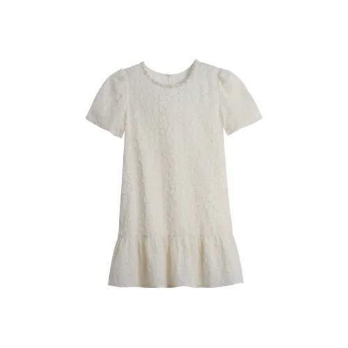 HUULOB Short-Sleeved Dresses Women's Light Apricot