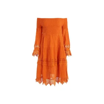 GUESS Amber Off-the-Shoulder Dress Long-Sleeved Dresses Women's Amber