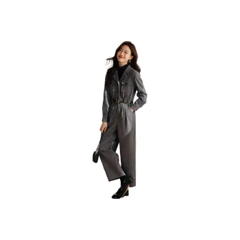 Mo Han Yi Mei Jumpsuit Women's Gray Plaid