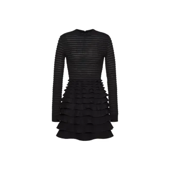 Valentino Garavani Tiered Long Sleeve Mini Dress
