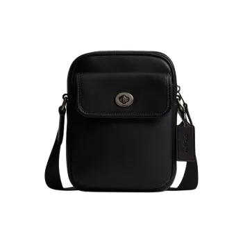 COACH Turnlock Calfskin Shoulder Bag, Crossbody Bag Mini Men's Black