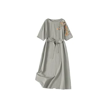 TOUCH Short Sleeved Dress Women's Gray Green