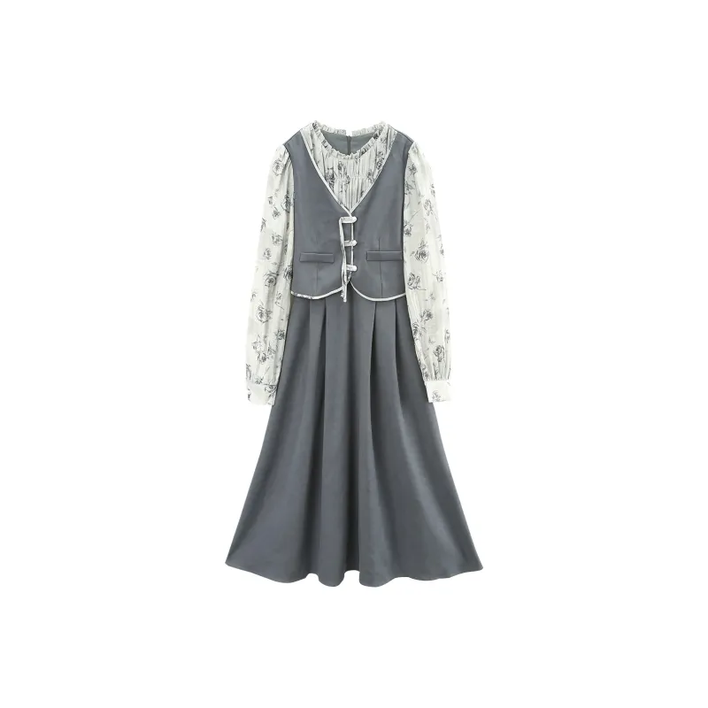 A Paradise For Awakening Long Sleeved Dress Women's Gray-0