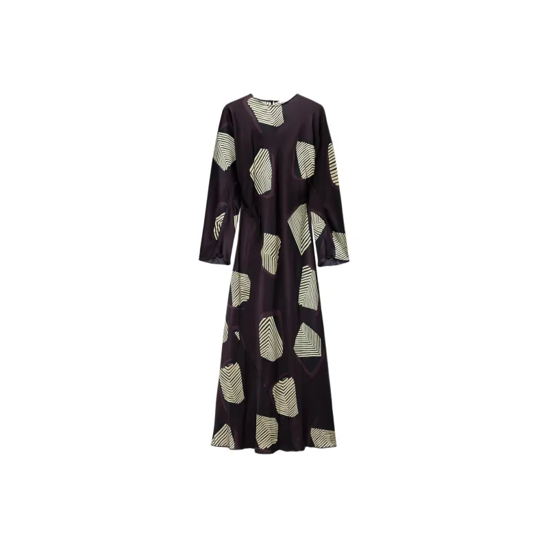ZARA ZW Series Long Sleeved Dress Women's Dark Brown-0
