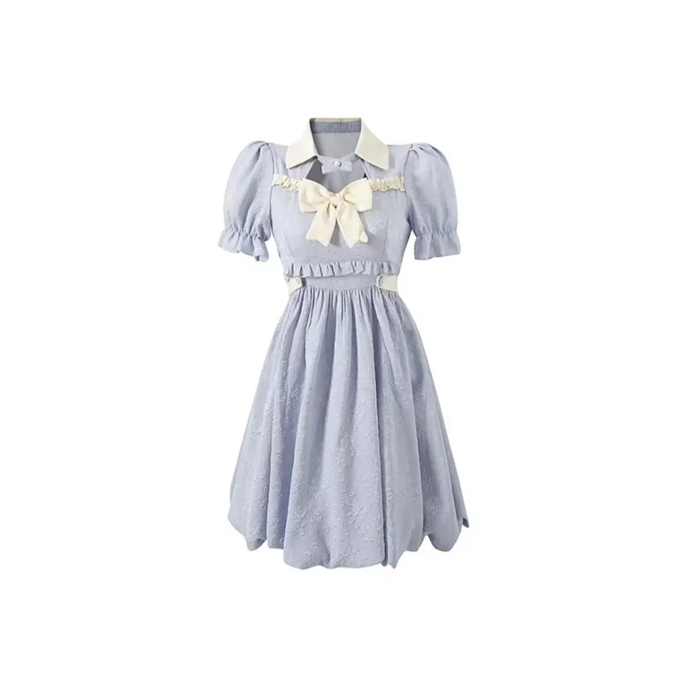 KYKW Short Sleeved Dresses Women's Blue-0