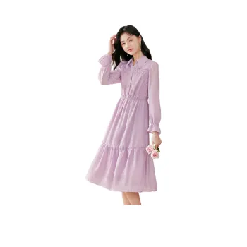 Like The Age Of Water 2025 Spring Long Sleeved Dress Women's Purple