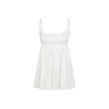 SKIMS ROMANCE SMOCKED MINI SLIP DRESS Slip Dresses Women's SNOW/Snow
