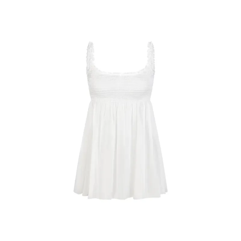 SKIMS ROMANCE SMOCKED MINI SLIP DRESS Slip Dresses Women's SNOW/Snow-0