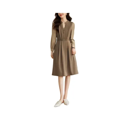 Mo Han Yi Mei Long Sleeved Dress Women's Khaki