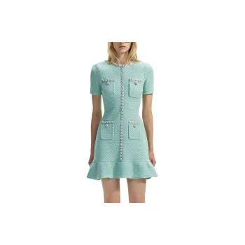 Self portrait Short Sleeved Dresses Women's Mint Green