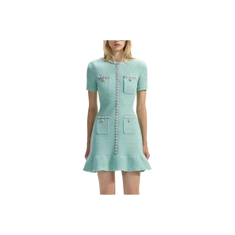 Self portrait Short Sleeved Dresses Women's Mint Green-0