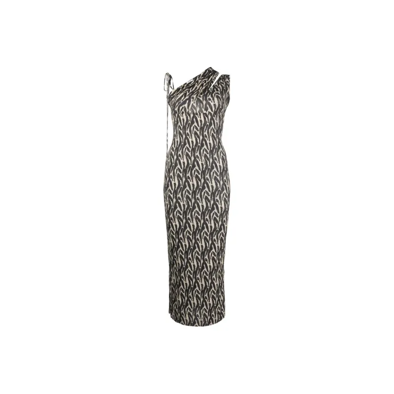 NANUSHKA Printed One shoulder Midi Dress-0