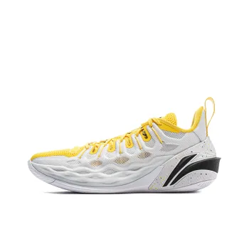 LiNing Buckets Shock Absorbers Slip Resistant Breathable Low Top Basketball Shoes Men's White Yellow