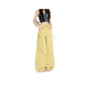 Concubine Zhu Casual Pants Women's Olive Yellow