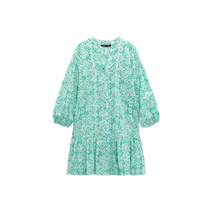 ZARA Long-Sleeved Dresses Women's Green-0