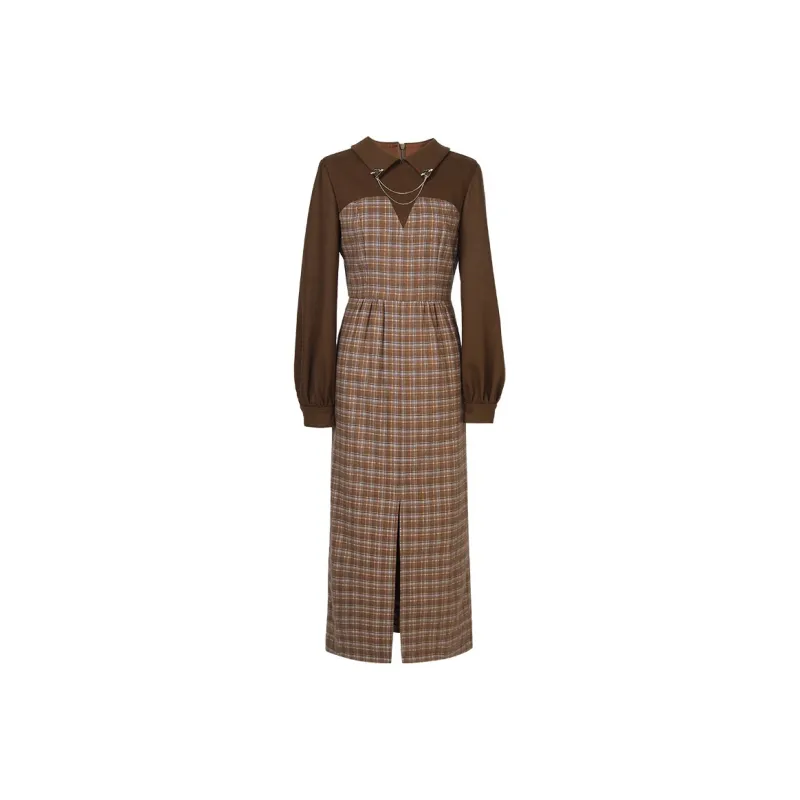 Duffy Fashion Long Sleeved Dresses Women's Chocolate Brown-0